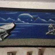 تابلو کشتی در دریا برجسته