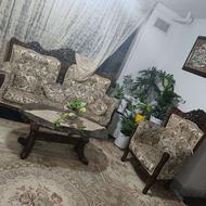 مبل سلطنتی7نفره کرم قهوه ای