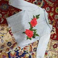 کت جین طرح گل رز