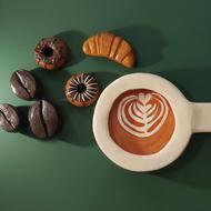 ماکت دیواری پاپیه ماشه فنجون نسکافه .دون قهوه.دونات.کروسان