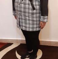 مانتو سفید مشکی 2 تیکه نو سایز 42