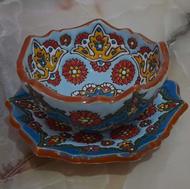 ظرف پذیرایی سفالی میناکاری شده