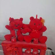 دونا عروسک خرسی ولنتاین روی نیمکت چوبی