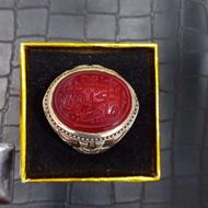 انگشتر نقره با سنگ عقیق وزن 32گرم