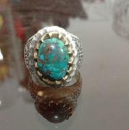 انگشتر نقره فیروزه نیشابور اصل رکاب دست ساز با مهر و امضا