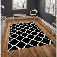 گیلیم فرش زنبوری سفید مشکی 6 متری