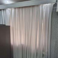 پرده حریر سفید به همراه یک لایه آستر