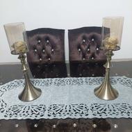 فروش یک جفت جا شمعی و ظرف تزئینی
