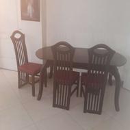 میزبزرگ شیشه مقاوم و6صندلی نهارخوری