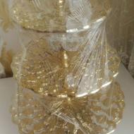 شیرینی خوری سه طبقه برنزی و میوه خوری برنزی نو آبکاری شده