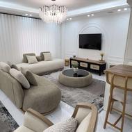 میز عسلی گرد دور کاملا پارچه روش شیشه