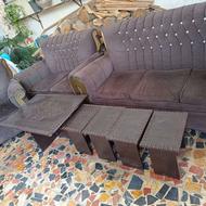 فروش فوری مبلمان 7نفره مدل ساده رنگ قهوهای تیره