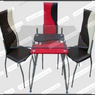 صبحانه خوری 4 نفره قرمز مشکی پایه استیل عکس تزیینی