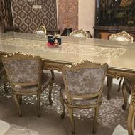سرویس کامل میز ناهار خوری و مبلمان چوب گردو