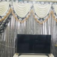 پرده با دکور برای پنجره به عرض سه متر و دومتر وسه عدد یک متر