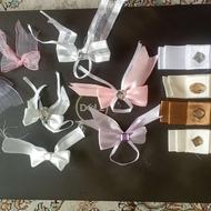 پاپیون ساتن نگین دار و توری ساده