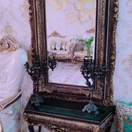 آینه کنسول با دوتا شمعدون فرشته