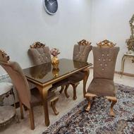 میزناهارخوری 4 نفره تمام چوب طلایی رنگ