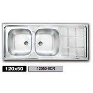 سینک ظرفشویی اخوان مدل 12050-9CR دو لگن روکار استیل
