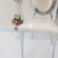 صندلی استیل کروم با پارچه نانو کرم رنگ