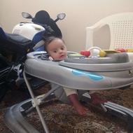گهواره آبی رنگ.روروک بچه. تشک گارد دار و بازی