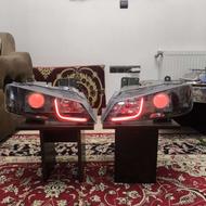 یک جفت چراغ جلو لنز دویل قرمز پارس