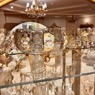 کاسه اجیل خوری کریستال طلا کوب گل برجستهBOHEMIA