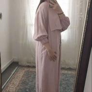 مانتو کرم رنگ و صورتی