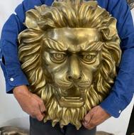 مجسمه کله شیر تمام برنز برنزی