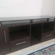 میز تلویزیون چوبی سطح شیشه