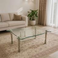 میز جلو مبلی شیشه ای با پایه استیل
