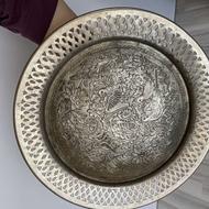 سینی مسی قدیمی سالم طرح پرندگان