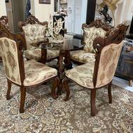 میز ناهار خوری 4 نفره استیل چوب گردو در حد نو