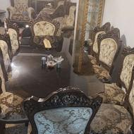 مبل سلطنتی منبت دستساز چوبی 8 نفره + ناهارخوری 8نفره