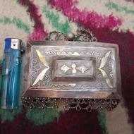 گردن آویز قدیمی جا دعایی و آینه جنس نقره دست ساز 120گرم