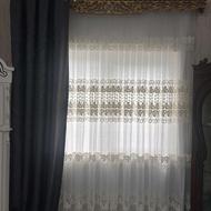 پرده با چوب پرده و زیر پرده ایی و نما