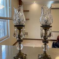 شمعدان لاله کریستال و برنجی
