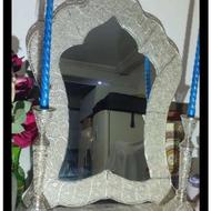 اینه شمعدون بزرگ برنج با روکش نقره 925