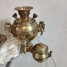 سماور برنجی برنزی دکوری آنتیک ظروف آشپزخانه قوری