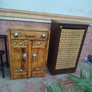 جاکفشی چوبی سنتی نوستالژی و جاکفشی چوبی نمای حصیری
