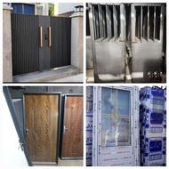 درب انباری آهنی در پنجره الومینیوم upvc پله چوبی حیاط باغی