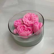 شمع شات شیشه ای گل دستسازمعطرعطری باپارافین اورگانیک وگیاهی