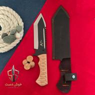 چاقو شکاری ضخیم فولادی آهنبر رنگ کوره دستساز صفری+ غلاف
