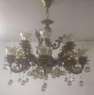 لوستر و ساعت برنجی 12 شاخه