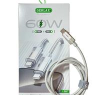 کابل شارژ - برند : GERLAX - درگاه TYPE C به TYPE C