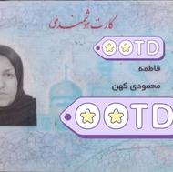 کارت ملی فاطمه محمودی کهن پیداشده