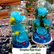 گل مصنوعی داخل باکس شیشه ای با عروسک