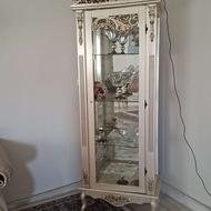 بوفه چوب وشیشه رنگ بژ