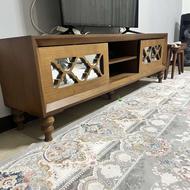 میزتلویزیون ام دی اف روکش چوب طبیعی گردو