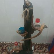 جا شمعی چوبی دکوری با تنه درخت دست ساز